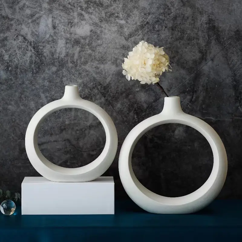 Home Decor Flowers Wedding Vases Modern Decoration White Round Nordic Vase