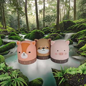 Dễ thương động vật Hẹn Giờ Cơ khí nhựa Lợn Chó Mèo cáo cho sinh viên nhà bếp sử dụng tự kỷ luật nhắc nhở cho việc học nấu ăn - Product Image 4