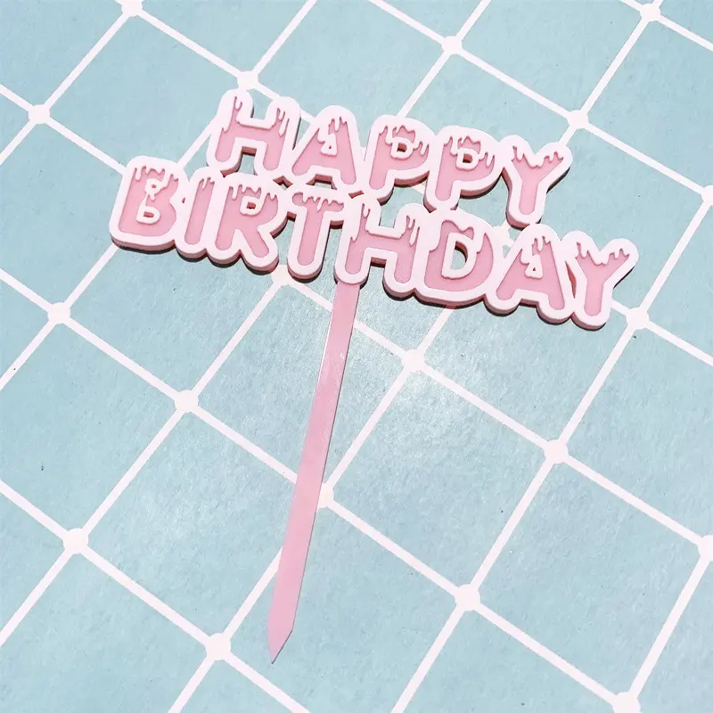Decoración Para tarta de acrílico rosa, accesorios para tarta de feliz cumpleaños para niña y Mujer