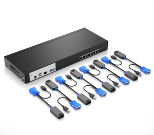 <strong>8</strong> Port <strong>KVM</strong> <strong>Switch</strong> Over Ethernet + VGA to RJ45 Adapters, MT-VIKI 1U Rack <strong>KVM</strong> Console by Cat5e 6 7 LAN