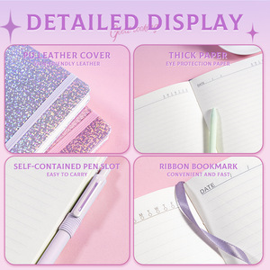Custom Logo A5 Glitter <strong>Notebook</strong> Soft Cover 192 Pages PU Notepad <strong>Elastic</strong> Band <strong>Notebook</strong> <strong>with</strong> Pen Holder Diary Strap <strong>Notebook</strong> - Product Image 5