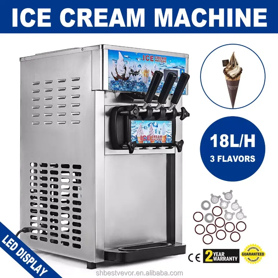Ticari 18L yumuşak hizmet dondurma makinesi dondurulmuş yoğurt dondurma yapma makinesi ile 2 + 1 tatlar yumuşak hizmet dondurma makinesi
