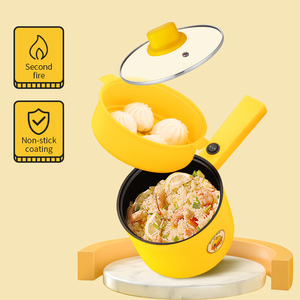 ミニ調理器ノンスティック電気フライパン1-2人用ポータブル電気調理鍋蒸し器付き - Product Image 4