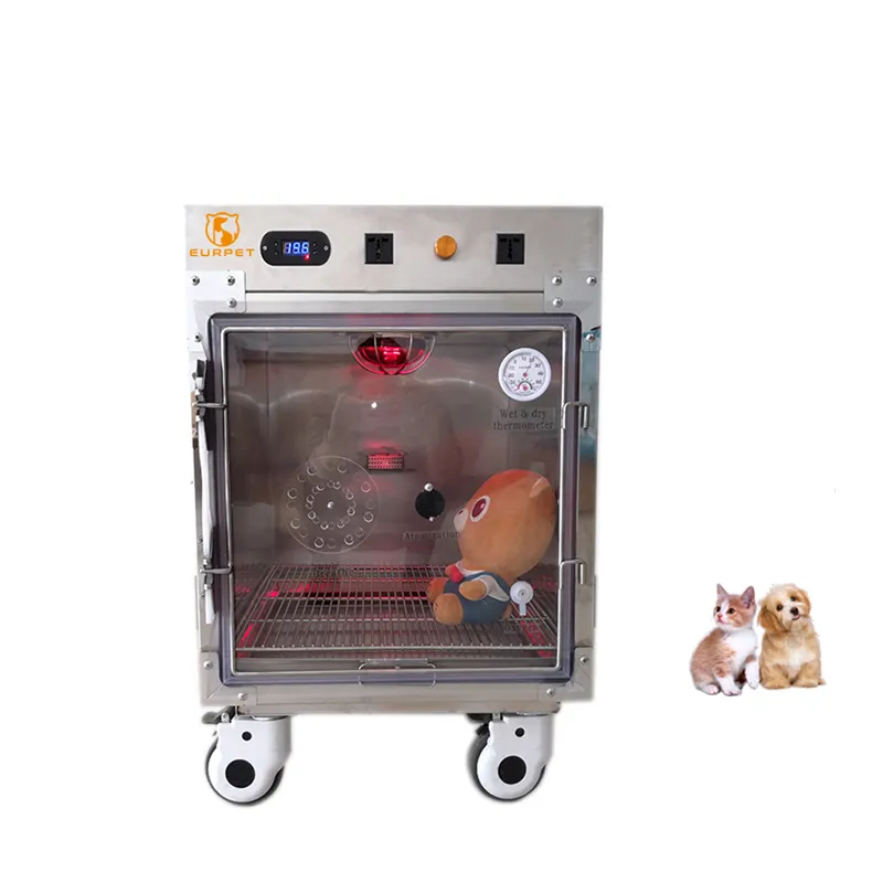 Cage pour animaux de compagnie avec oxygène en acier inoxydable Cage vétérinaire pour chiens Equipement vétérinaire pour petits animaux Vente en gros EUR