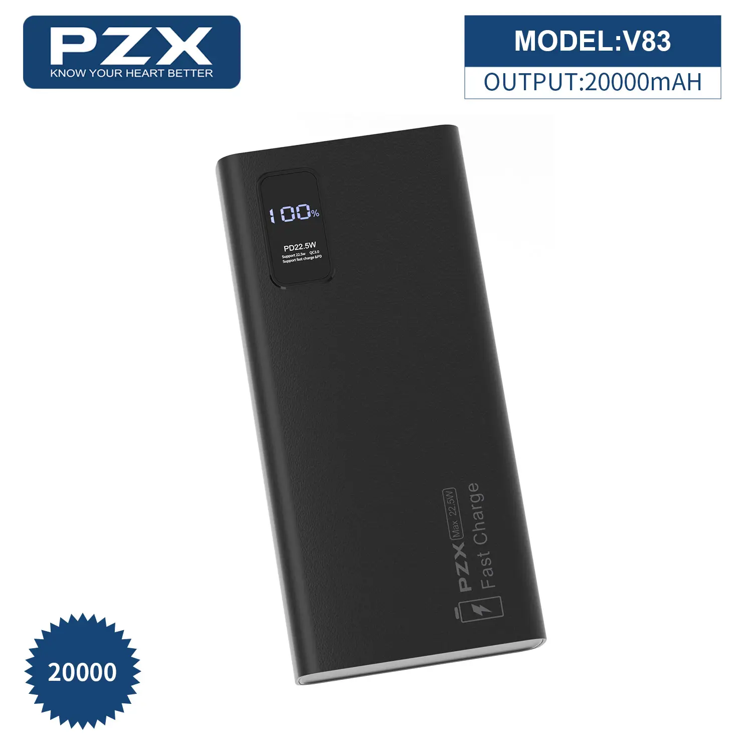 Pzx v83 20W + 22.5W PD + QC Powerbank 20000 mAh xách tay thông minh đa tương thích nhanh chóng sạc điện ngân hàng 20000 mAh