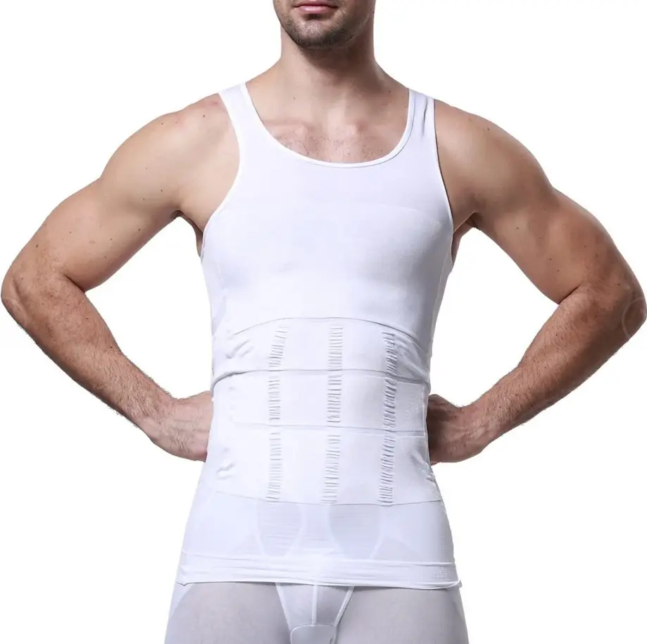 Ropa interior adelgazante de cintura para hombres, chaleco de fitness, moldeador de cuerpo, camiseta sin mangas, venta al por mayor
