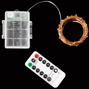 Gran oferta, cadena de luces LED de 5M y 10M, luces de hadas con Control remoto a prueba de agua, funciona con batería, temporizador de 8 modos, iluminación decorativa de cobre