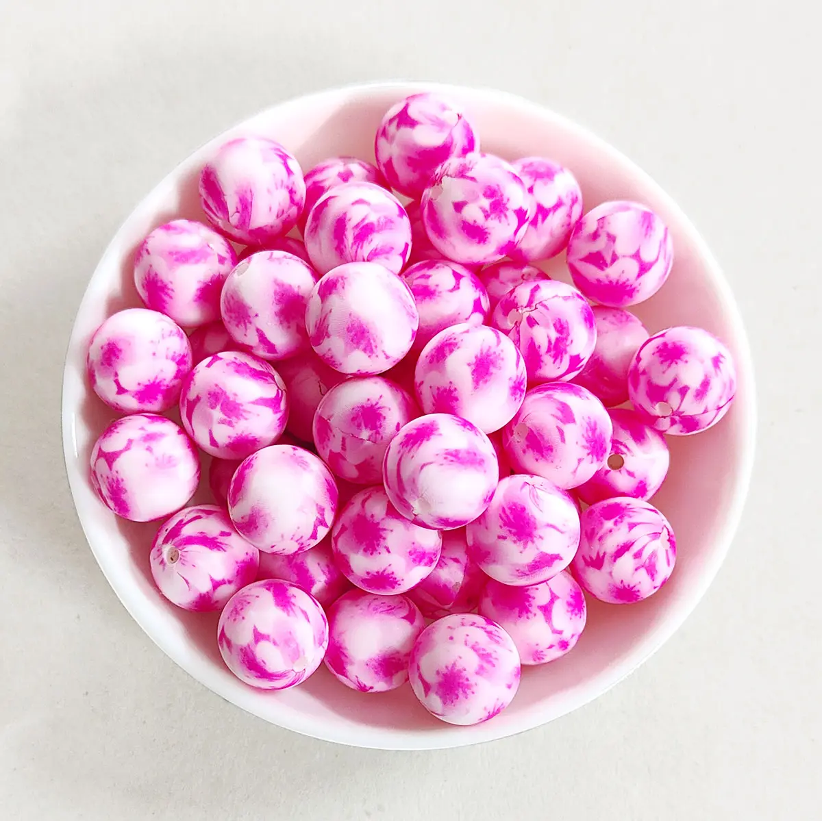 Perline rotonde in Silicone per uso alimentare con stampa floreale 15mm dentizione perline da masticare creazione di braccialetti fai-da-te