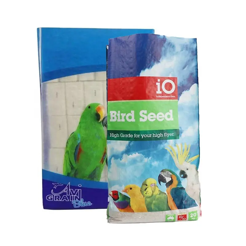 Novo PP tecido polipropileno finch periquito papagaio pássaro semente comida saco 25kg 50kg 50lb pet food/animal feed embalagem saco