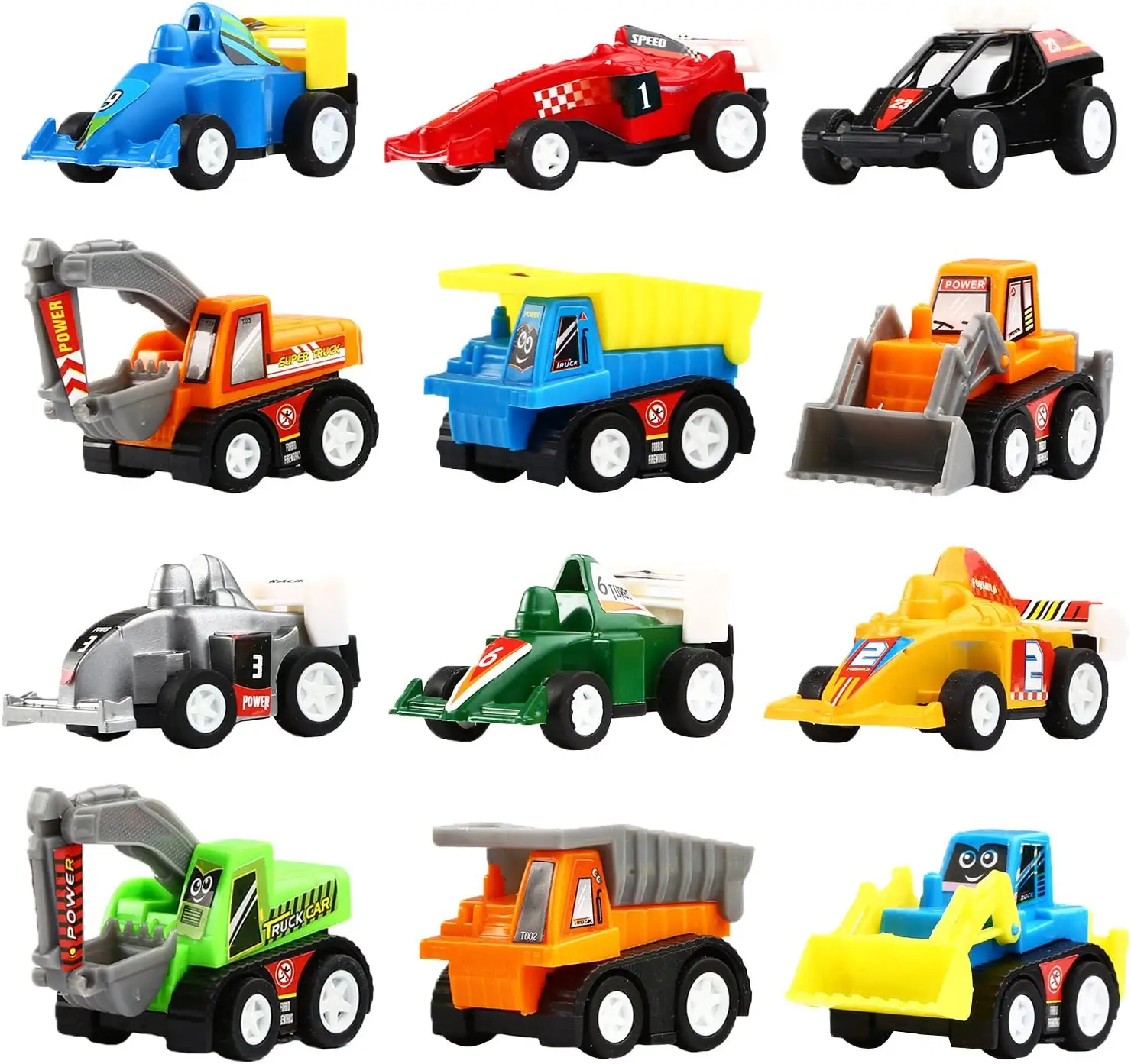 Giocattoli tirare indietro veicoli Mini veicoli da costruzione assortiti e auto da corsa veicoli giocattolo camion Mini auto giocattolo per bambini Toddle