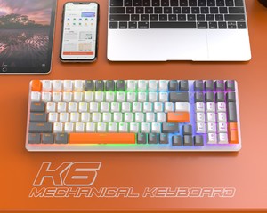 Teclado mecánico inalámbrico Bluetooth personalizado con cable Hot Swappable 100 keycaps Teclado retroiluminado teclado de computadora para juegos completos - Product Image 4