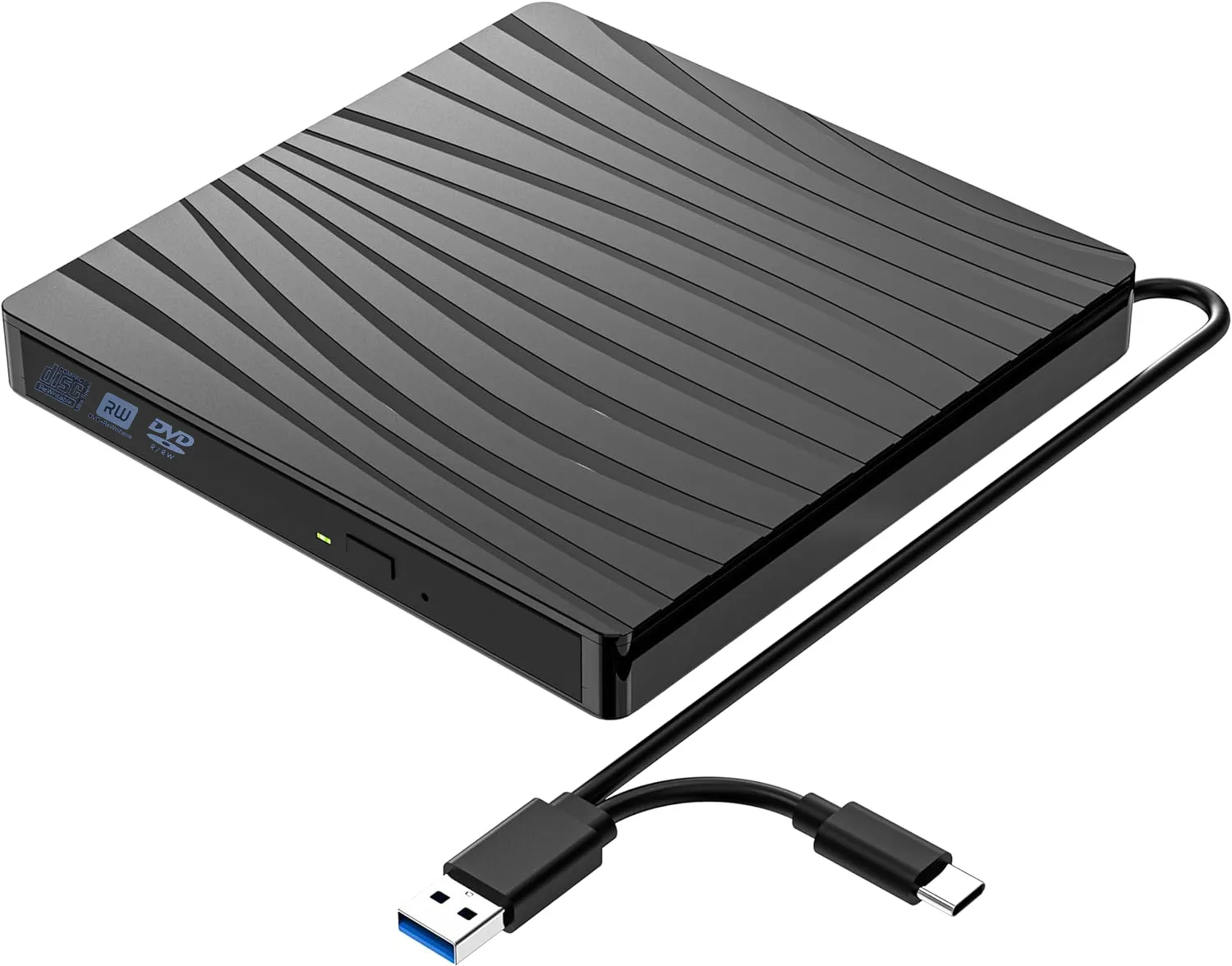 Unidade óptica USB 3.0 tipo C para DVD, queimador de CD, leitor de alta velocidade, gravador de DVD externo, leitor de gravação e DVD RW