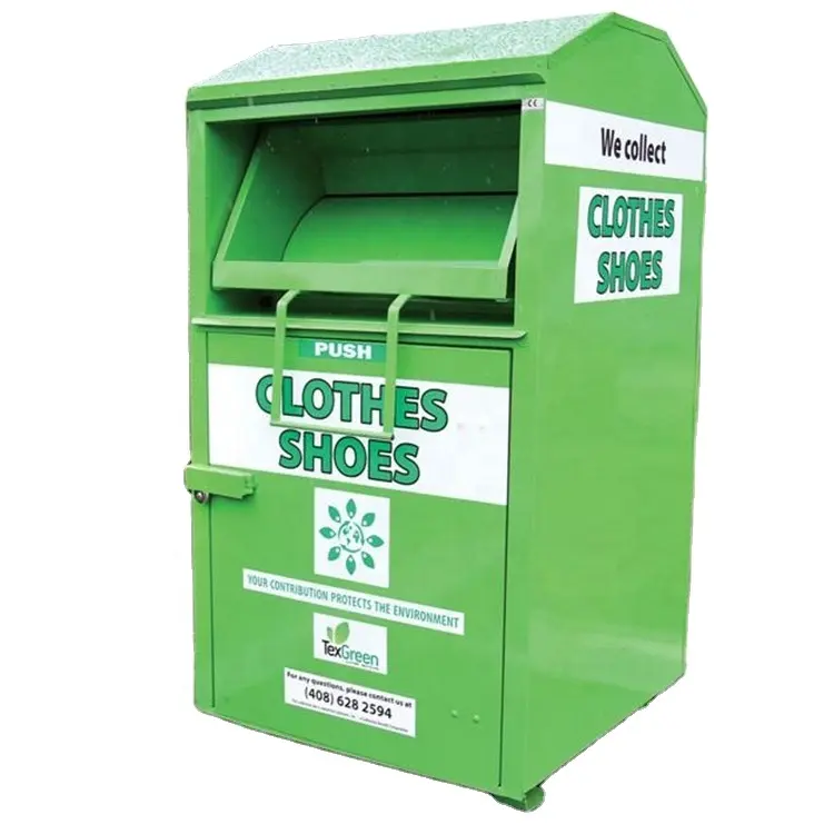 Aangepaste Gebruikt Kleding Collectie Banken Staande Metalen Doneren Recycle Bin