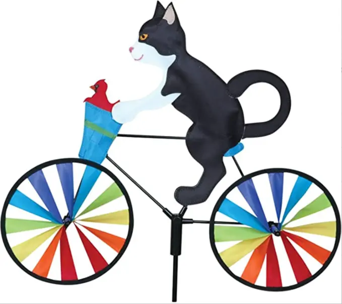 बिल्ली/कुत्ता पशु साइकिलिंग विंडमिल 3डी कार्टून रंगीन विंड स्पिनर गार्डन आउटडोर यार्ड लॉन सजावट बच्चों के खिलौने