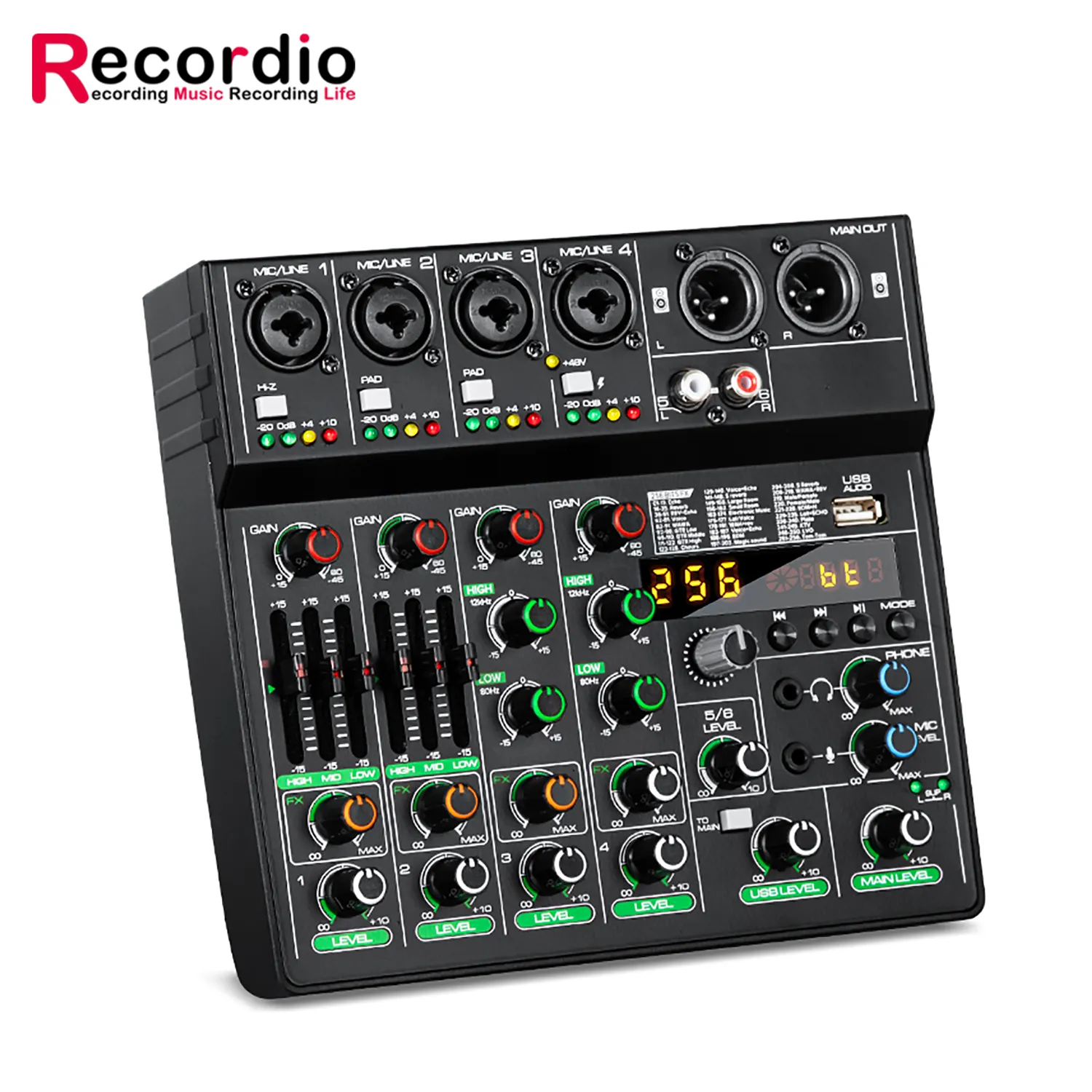 Mini mezclador de Audio multifuncional, tarjeta de sonido integrada, calidad de sonido de estudio 256DSP para producción de música en casa, Webcast KTV