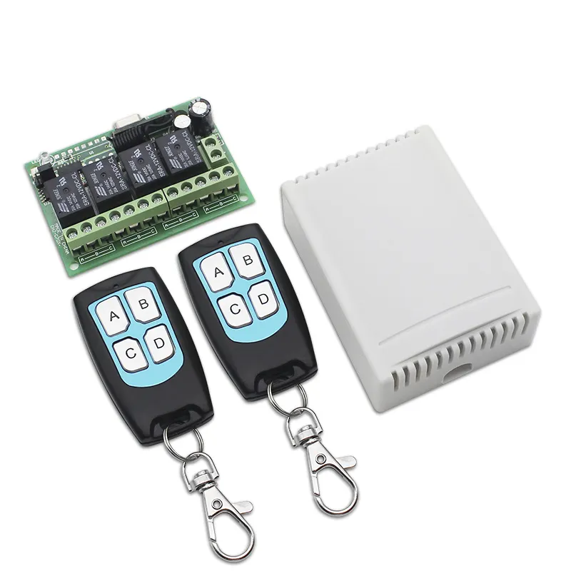 Universal Wireless Remote Control Switch DC 12V 4CH relay Receiver Module With 4 channel RF Remote 433 Mhz Transmitter