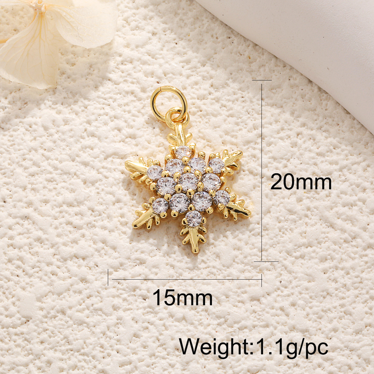 Zircon snowflake - gold