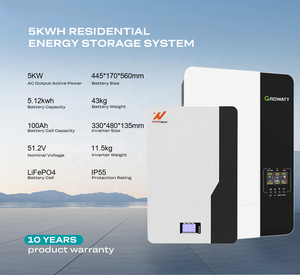 Wingosolar ระบบพลังงานแสงอาทิตย์แบบกริด5KVA อินเวอร์เตอร์5000ES growatt SPF และแบตเตอรี่ลิเธียม - Product Image 2