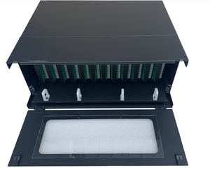 Montaje en estante de alta densidad, módulos de enchufe europeo, Panel de parche de fibra óptica, 19 ", 4U LCX, estilo Subrack 144 - Product Image 1