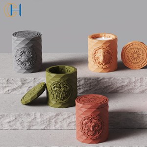 C & H Tùy Chỉnh Hoàng Đạo Thiết Kế Màu Bê Tông Nến Jar 12 Chiêm Tinh Học Dập Nổi Dấu Hiệu Xi Măng Nến - Product Image 2