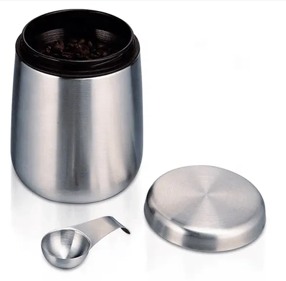 Kaleng Kopi Stainless Steel dengan Sendok dan Tutup Magnet