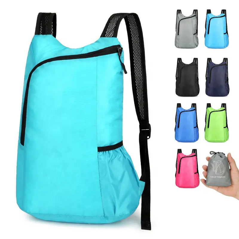 Custom LOGO Printed Polyester Nylon Backpacks Lightweight Travel Waterproof Promotion Foldable Backpacks