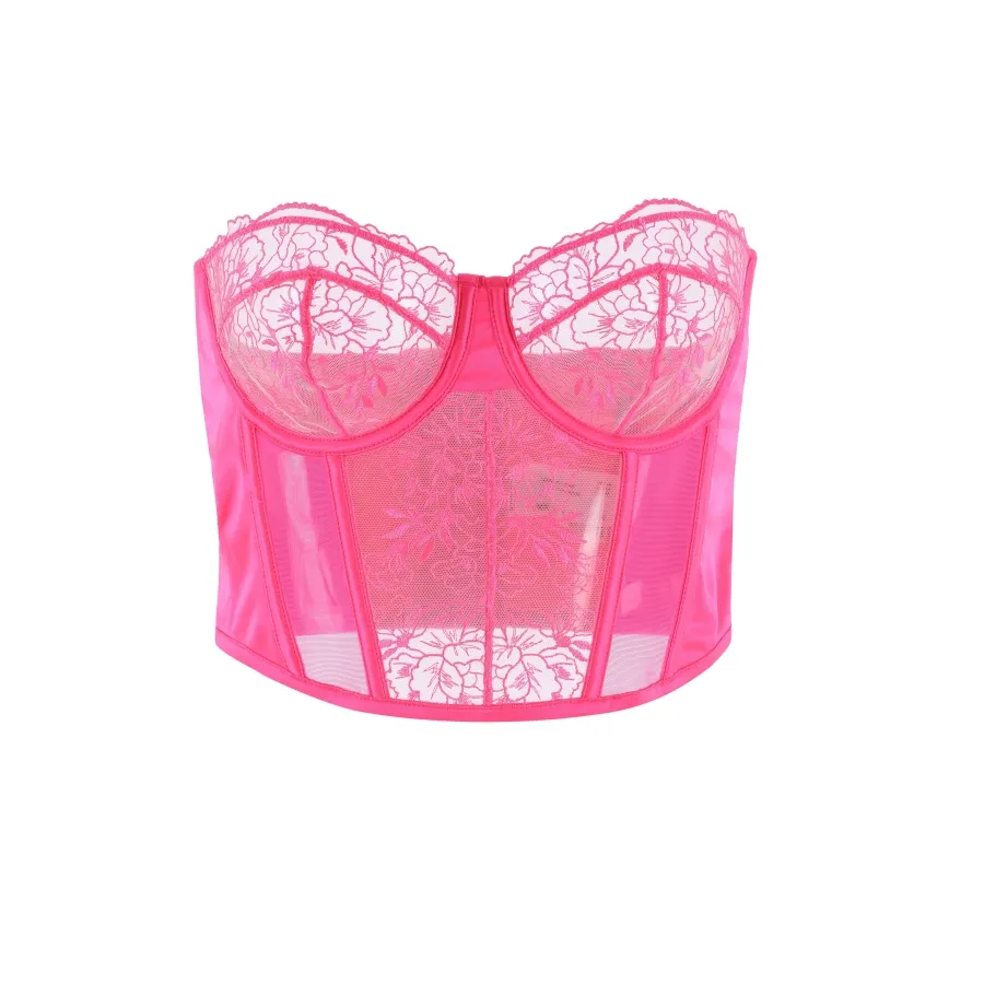 2024 bodysuit faja ODM/OEM korset bordir dalam korset tulang kawat merah muda panas korset lingerie seksi shapewear