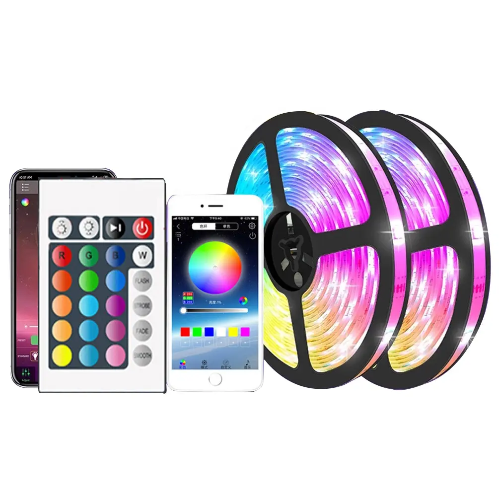 USB 5V Led 스트립 조명 세트 30led 스마트 폰 APP 제어 방수 5m 10m 15m 20m 유연한 5050 RGB Led 스트립 빛