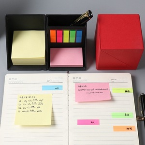 Custom Logo Printing Foldable Square <strong>Cube</strong> Kraft Paper Sticky Notes <strong>Memo</strong> Pad Box with Pen Holder - Product Image 2