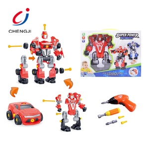 Bloques de construcción de plástico para coche, robot 3 en 1 para crear juegos, deformación combinada con taladro de herramienta eléctrica - Product Image 6