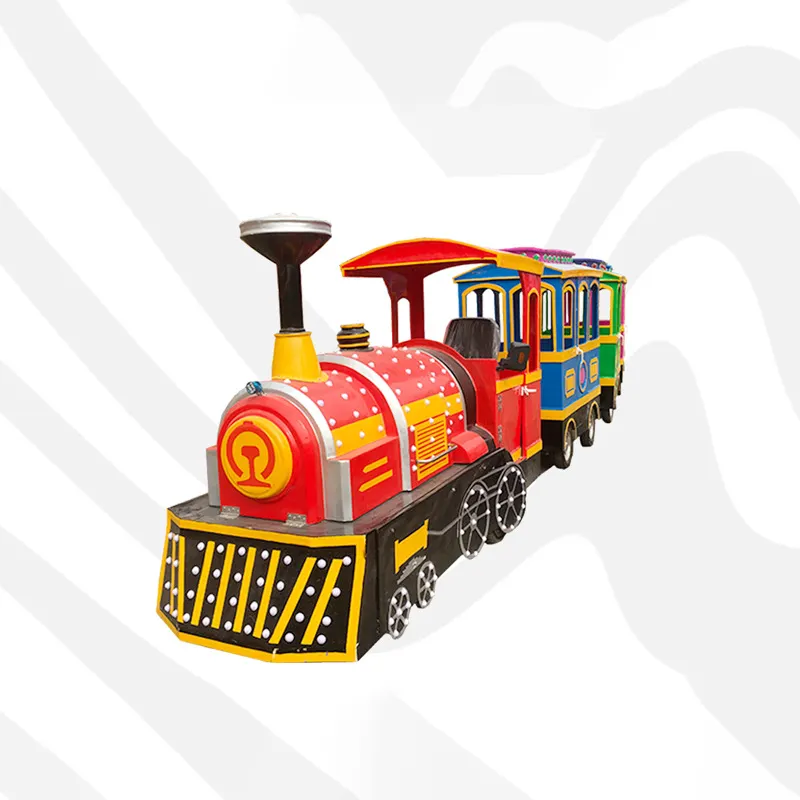 Amusement park equipment electric steam engine trackless train for sale