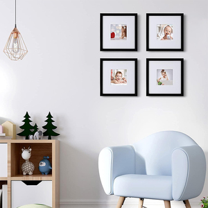 8x8 Black Square Wood Photo <strong>Frames</strong> with Plexiglass for Picture <strong>4x4</strong> with <strong>Mat</strong> or 8x8 Without <strong>Mat</strong> for Table Top and Wall Mounting - Product Image 4