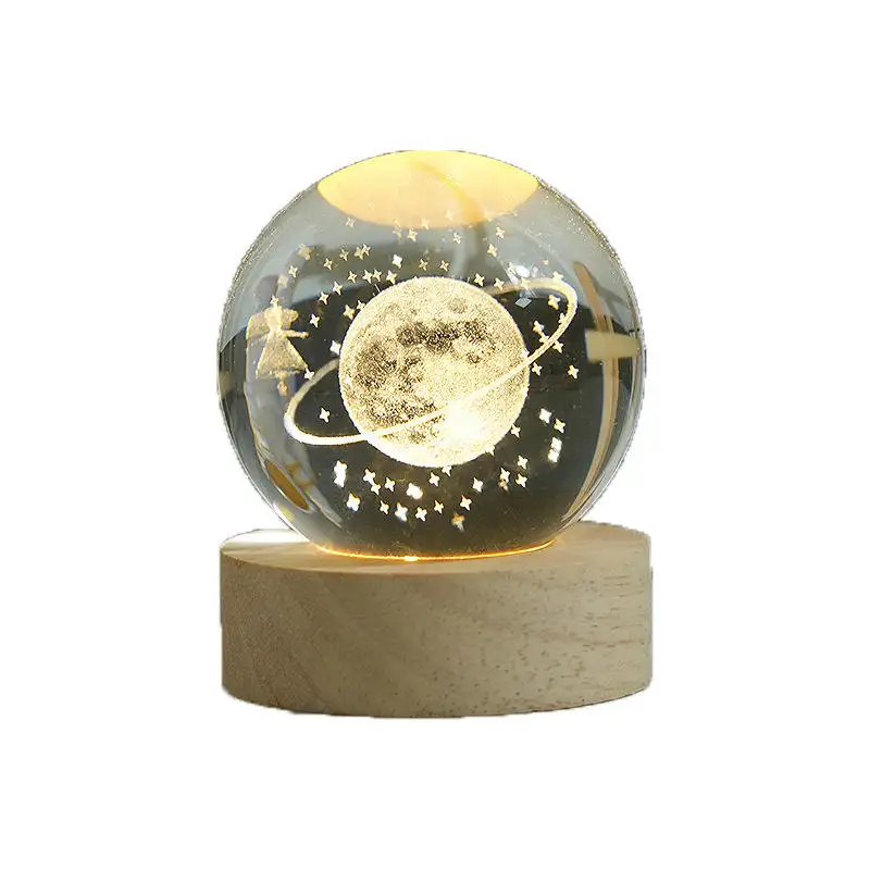 Romántico 3D Atmósfera Luz 5V USB Plug-In Crystal Ball Lámpara Habitación Mesita de noche Lámpara Led Lampara Led Niños Regalos