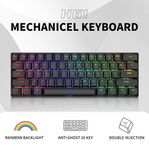 Teclado mecánico con cable de diseño compacto 60% clásico, varias luces deslumbrantes, 61 teclas, interruptor azul, teclado para juegos de ordenador de