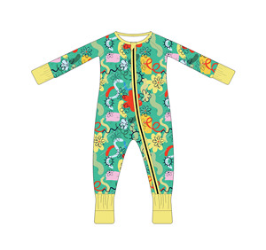 Simple Smiley Face Print Bamboo Long-Sleeve Baby Rompers Soft and Cheerful Infant <strong>Zippy</strong> - Product Image 3