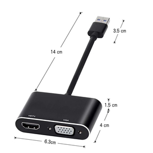 2 in 1 <strong>USB</strong> 3.0 Hub to HD-compatible <strong>USB</strong> to Converter <strong>VGA</strong> Adapter 1080P Display to TV Extend Screen <strong>VGA</strong> Adapter for Computer - Product Image 3