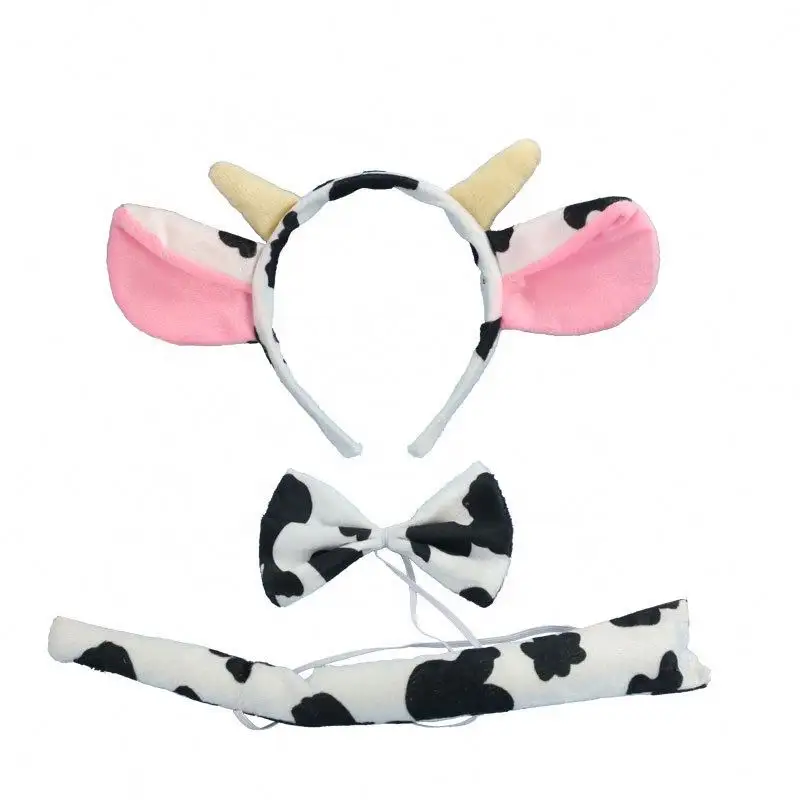 Adereços para festa de aniversário, presente para crianças e adultos, chifre de leite de vaca, faixa de orelha, cosplay de animais, faixa de cabelo