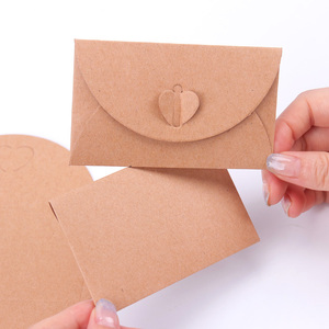 Stringa di carta fatta a mano busta romantica con lettera d'amore busta con bottone d'amore Vintage carta regalo in carta Kraft con busta - Product Image 1