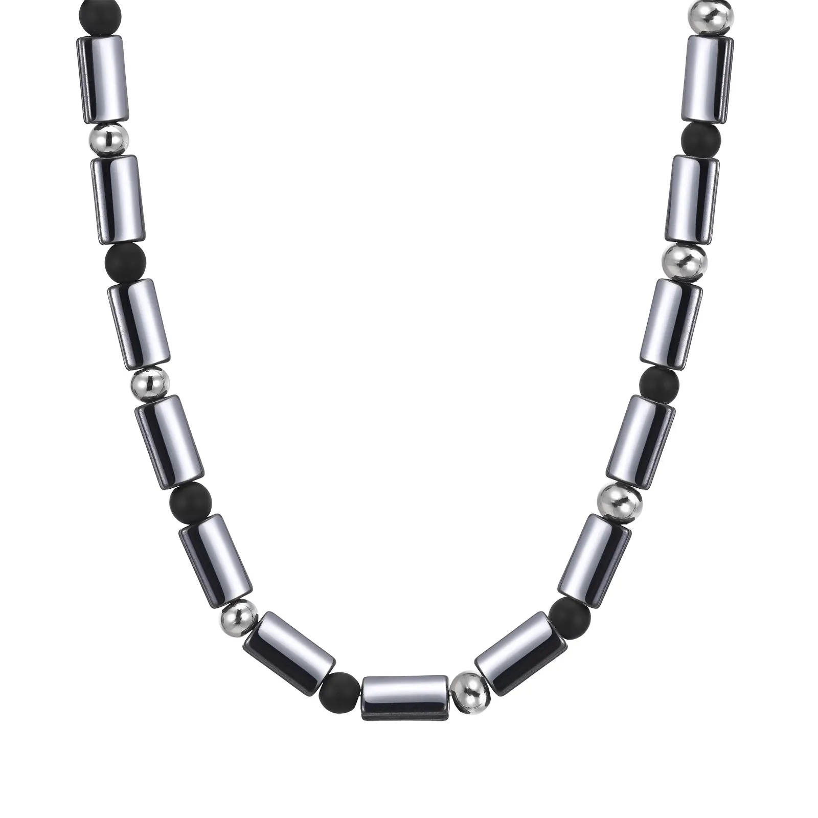 Vnox Charm in acciaio inox smerigliato agata quadrata nero pietra biliare collana di perline 2024 gioielli per uomo