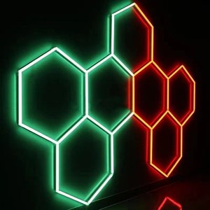 Alta leggerezza LED lampada da garage ispezione esagonale pannello esagonale led soffitto parete dettagli studio RGB esagono luce led - Product Image 4