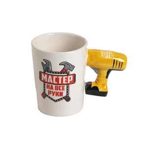 MACTEP HA BCE PYKMパターンセラミック醸造用マグカップ装飾ツールエンボス加工コーヒーカップ飲料カップ電動ハンドドリルハンドル付き - Product Image 1