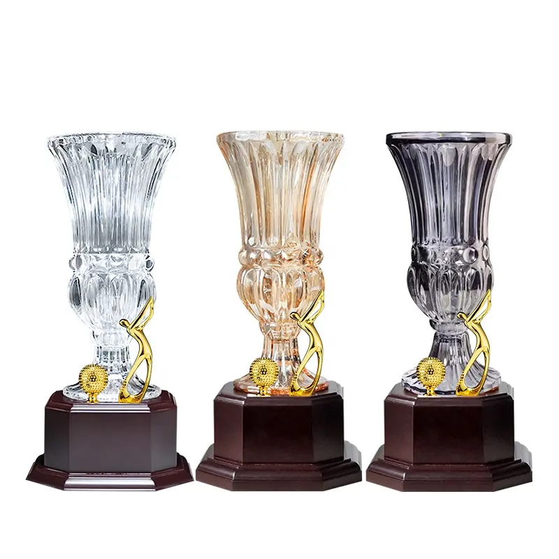 Zarif vazo kase kristal cam kupa ödülü delik bir golf toplu kupa golf etkinlikleri ödülü