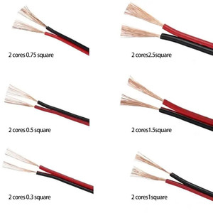 สายลำโพง RVB สีดำและสีแดง2แกน0.5 SQmm 1mm 1.5mm 2.5mm ลวดทองแดงไฟฟ้าสำหรับระบบตรวจสอบเสียง LED