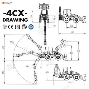 Yaweh JCB 4CX 2500kg New giá rẻ Mini backhoe máy xúc loader DIESEL để bán với máy cắt búa - Product Image 2