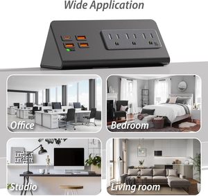 带usb-c端口的床头柜边缘安装电源板桌面电涌保护器台式夹具电源插座，带3个交流插座4个USB - Product Image 5