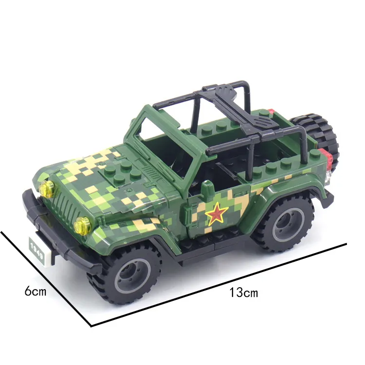 TBS Commando Wrangler ของเล่นเด็ก,โมเดลรถ SUV WW2อุปกรณ์ทหารกองทัพบล็อกก่อสร้างทหาร