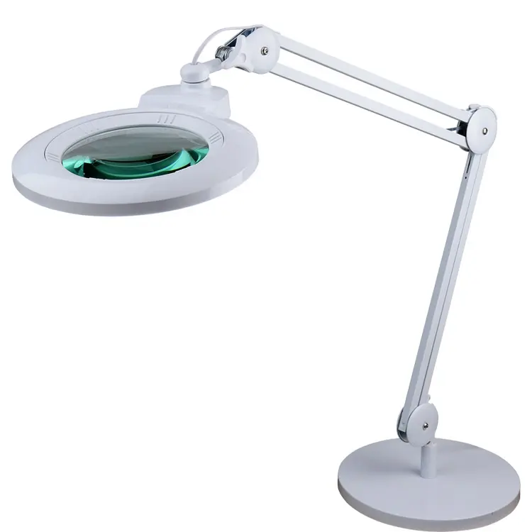 Bella lampada a led da tavolo con braccio oscillante con lenti d'ingrandimento 3D/5D lampada d'ingrandimento dimmerabile per salone di bellezza