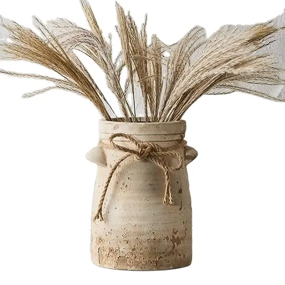 Florero decorativo Boho de cerámica de piso grande, Granero de cerámica, decoración moderna para el hogar, decoración orgánica moderna para el hogar, jarrón rústico de terracota