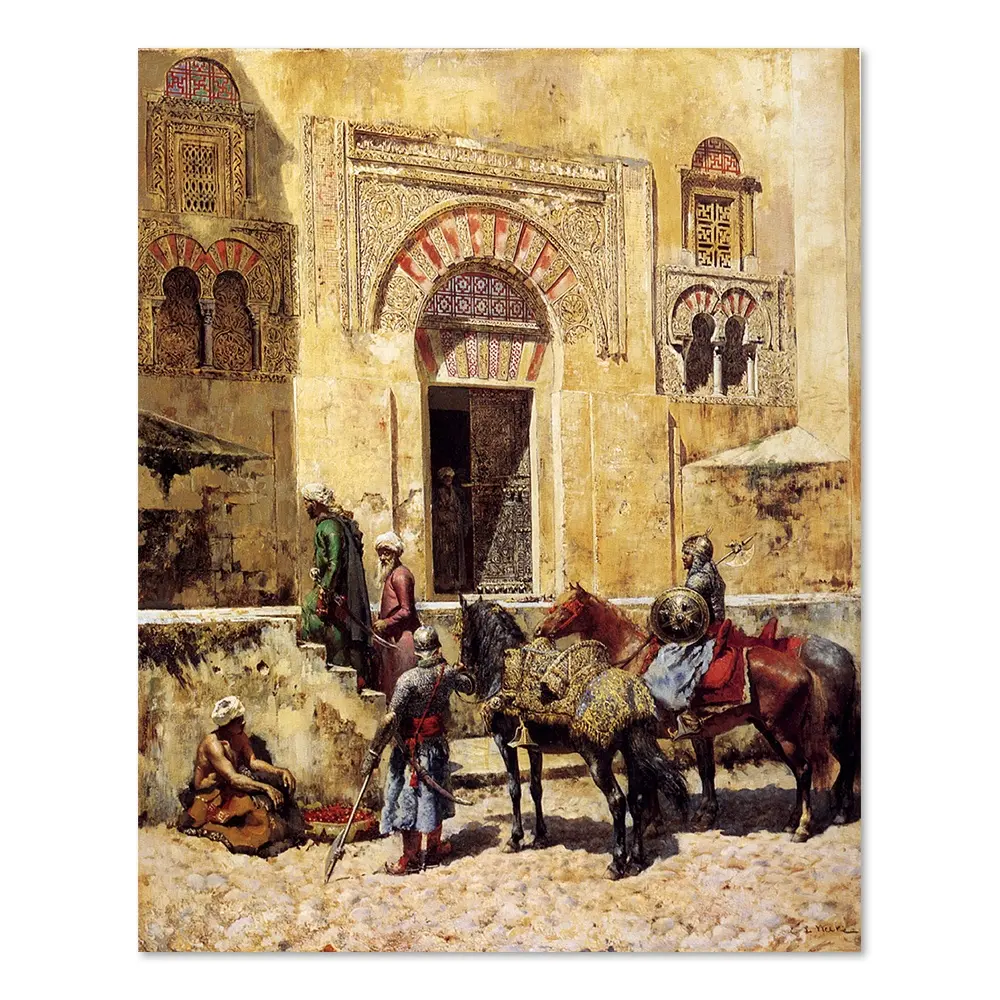 Paisagem islâmica da cenário oriental religiosa, clássica, paisagem famosa, mosca, pintura a óleo