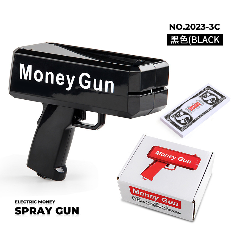 Pistola de pulverización negra con pistola de dinero + 100 hojas de dinero